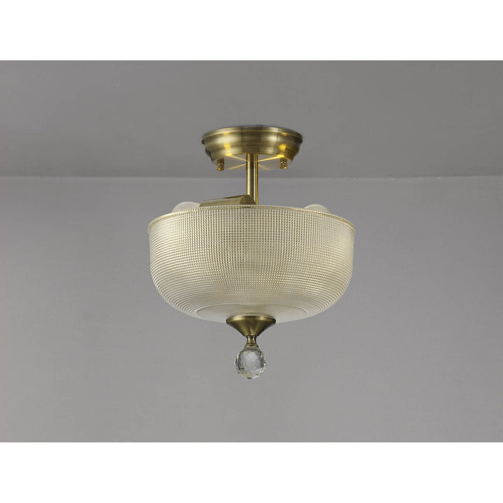 Nelson Lighting NLK16369 Tabion 2 Light Ceiling Light Antique Brass Clear