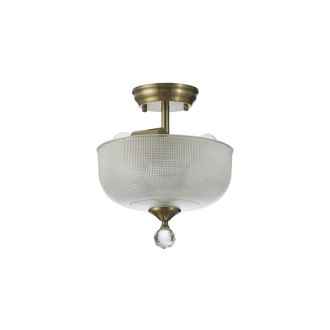 Nelson Lighting NLK16369 Tabion 2 Light Ceiling Light Antique Brass Clear