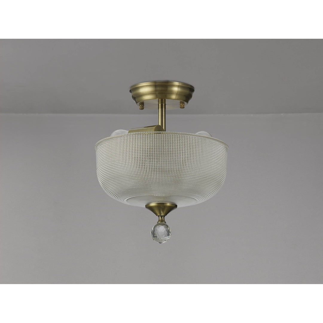 Nelson Lighting NLK16369 Tabion 2 Light Ceiling Light Antique Brass Clear