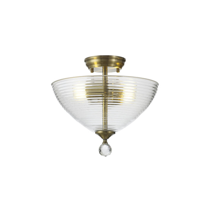 Nelson Lighting NLK16389 Tabion 2 Light Ceiling Light Antique Brass Clear