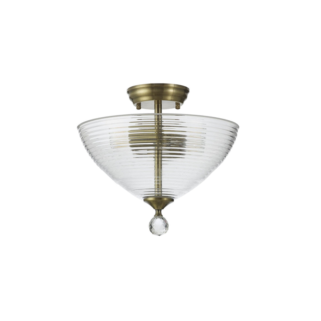 Nelson Lighting NLK16389 Tabion 2 Light Ceiling Light Antique Brass Clear