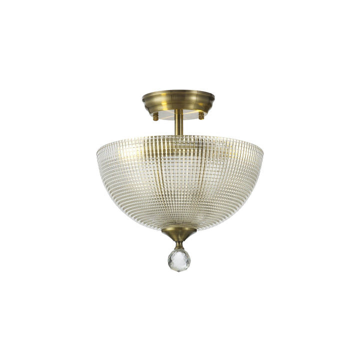 Nelson Lighting NLK16399 Tabion 2 Light Ceiling Light Antique Brass Clear