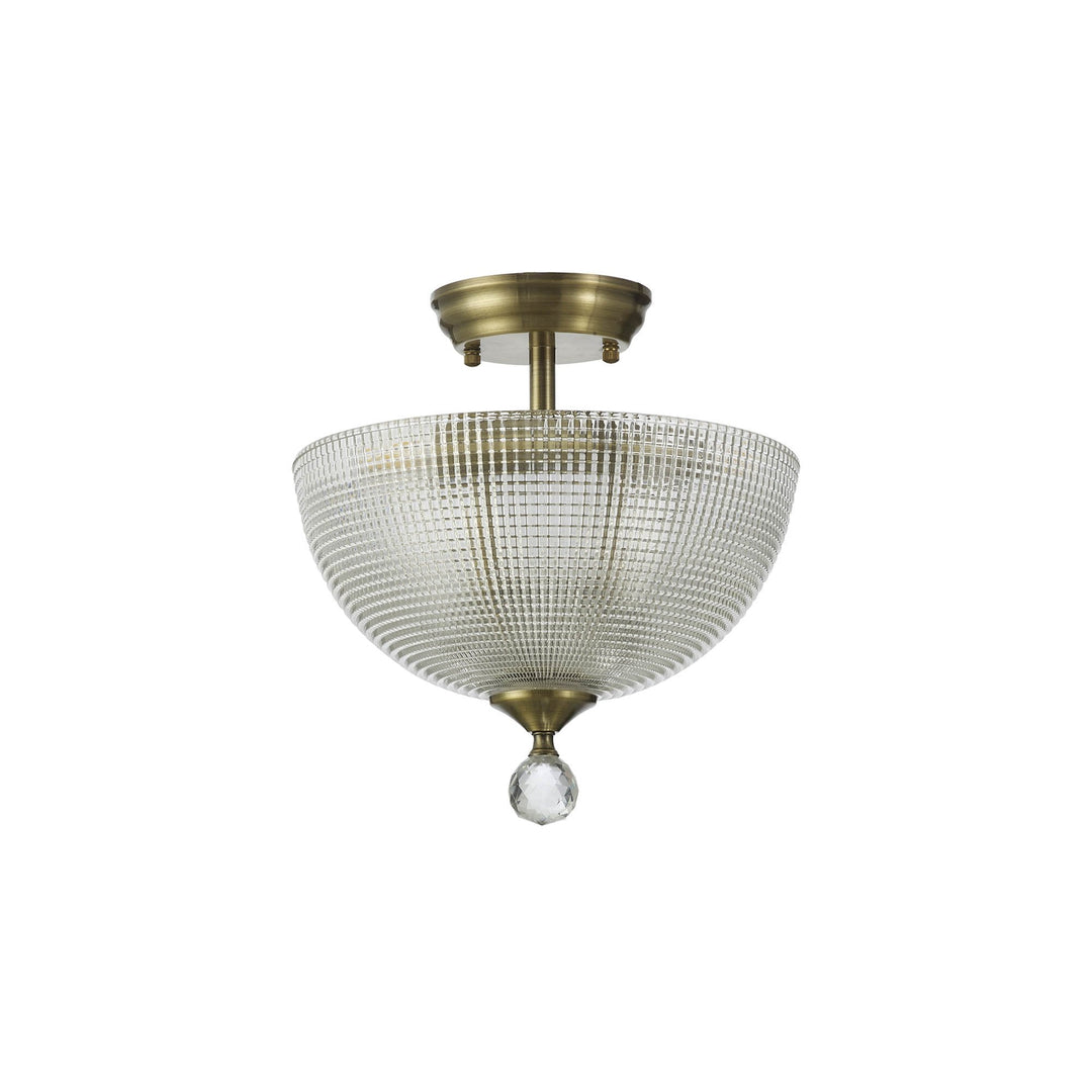 Nelson Lighting NLK16399 Tabion 2 Light Ceiling Light Antique Brass Clear