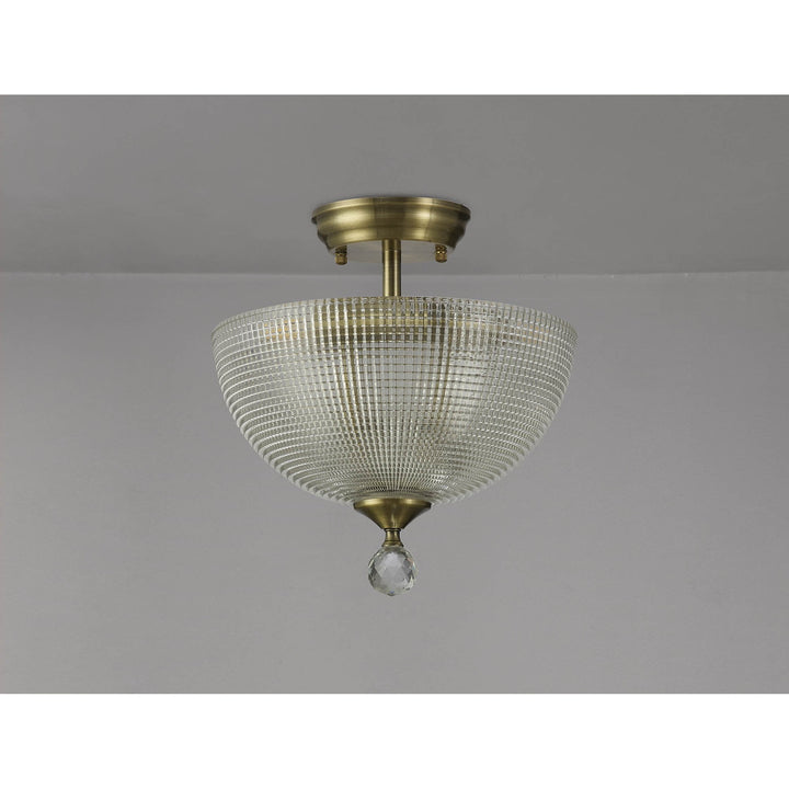 Nelson Lighting NLK16399 Tabion 2 Light Ceiling Light Antique Brass Clear