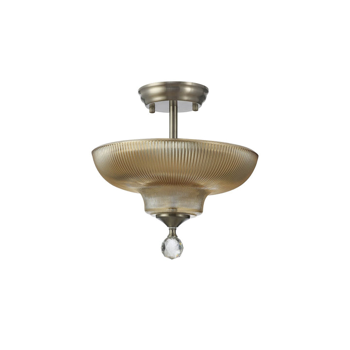 Nelson Lighting NLK16409 Tabion 2 Light Ceiling Light Satin Nickel Amber