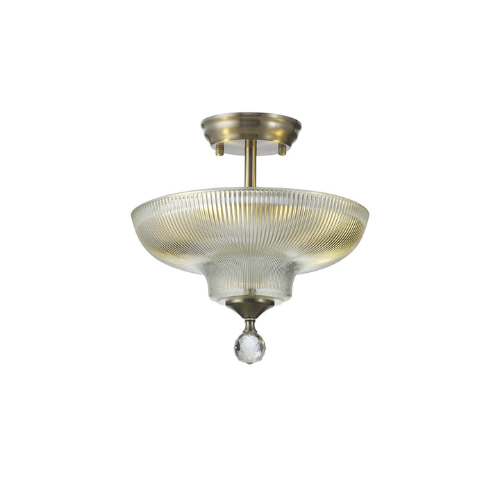 Nelson Lighting NLK16419 Tabion 2 Light Ceiling Light Satin Nickel Clear