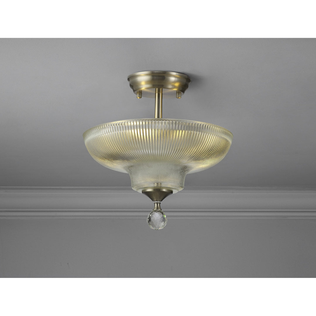 Nelson Lighting NLK16419 Tabion 2 Light Ceiling Light Satin Nickel Clear