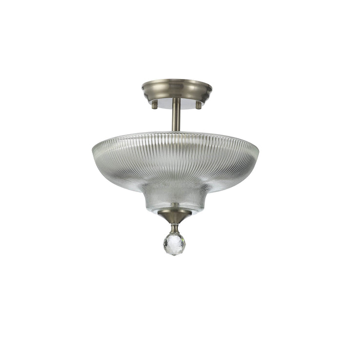 Nelson Lighting NLK16419 Tabion 2 Light Ceiling Light Satin Nickel Clear