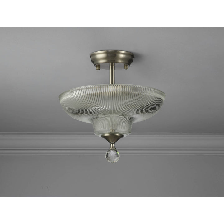 Nelson Lighting NLK16419 Tabion 2 Light Ceiling Light Satin Nickel Clear