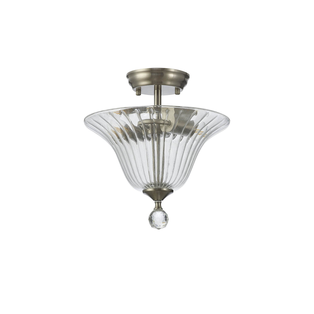 Nelson Lighting NLK16429 Tabion 2 Light Ceiling Light Satin Nickel Clear