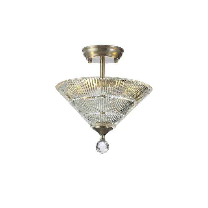 Nelson Lighting NLK16439 Tabion 2 Light Ceiling Light Satin Nickel Clear