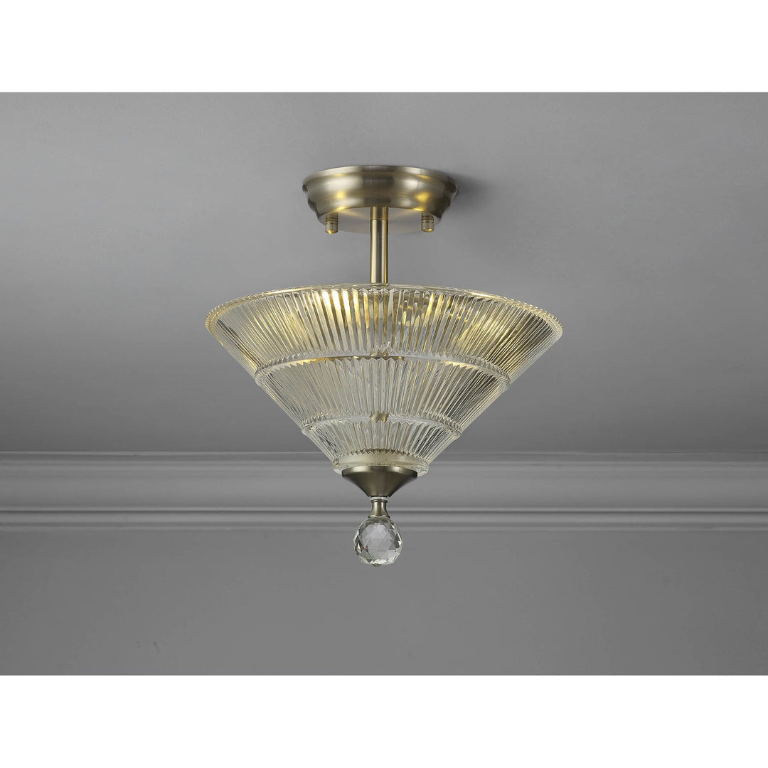 Nelson Lighting NLK16439 Tabion 2 Light Ceiling Light Satin Nickel Clear