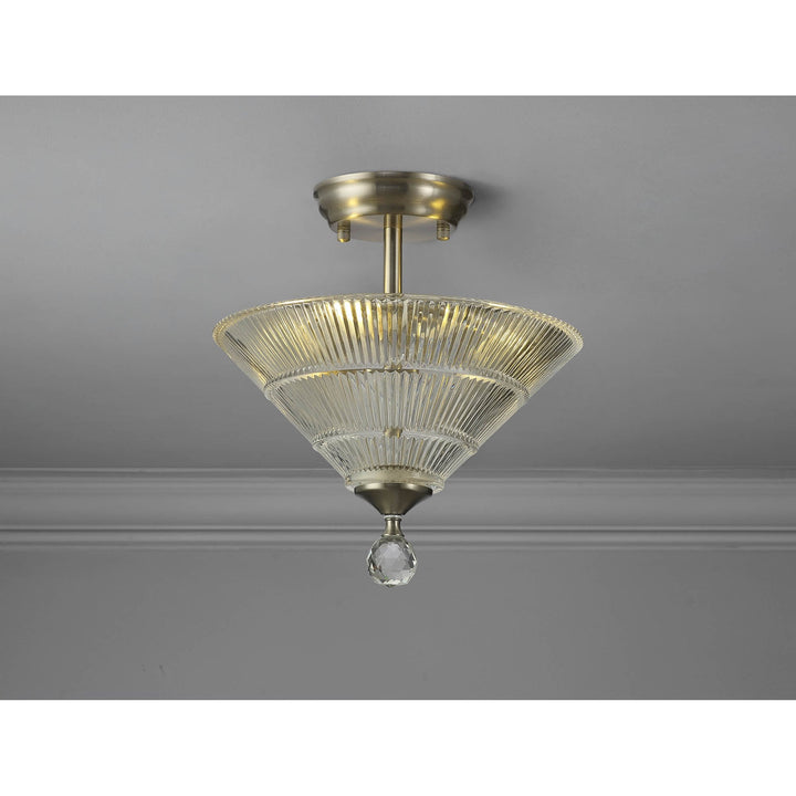 Nelson Lighting NLK16439 Tabion 2 Light Ceiling Light Satin Nickel Clear