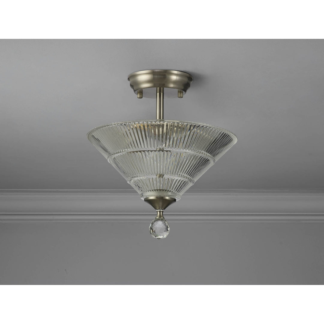 Nelson Lighting NLK16439 Tabion 2 Light Ceiling Light Satin Nickel Clear