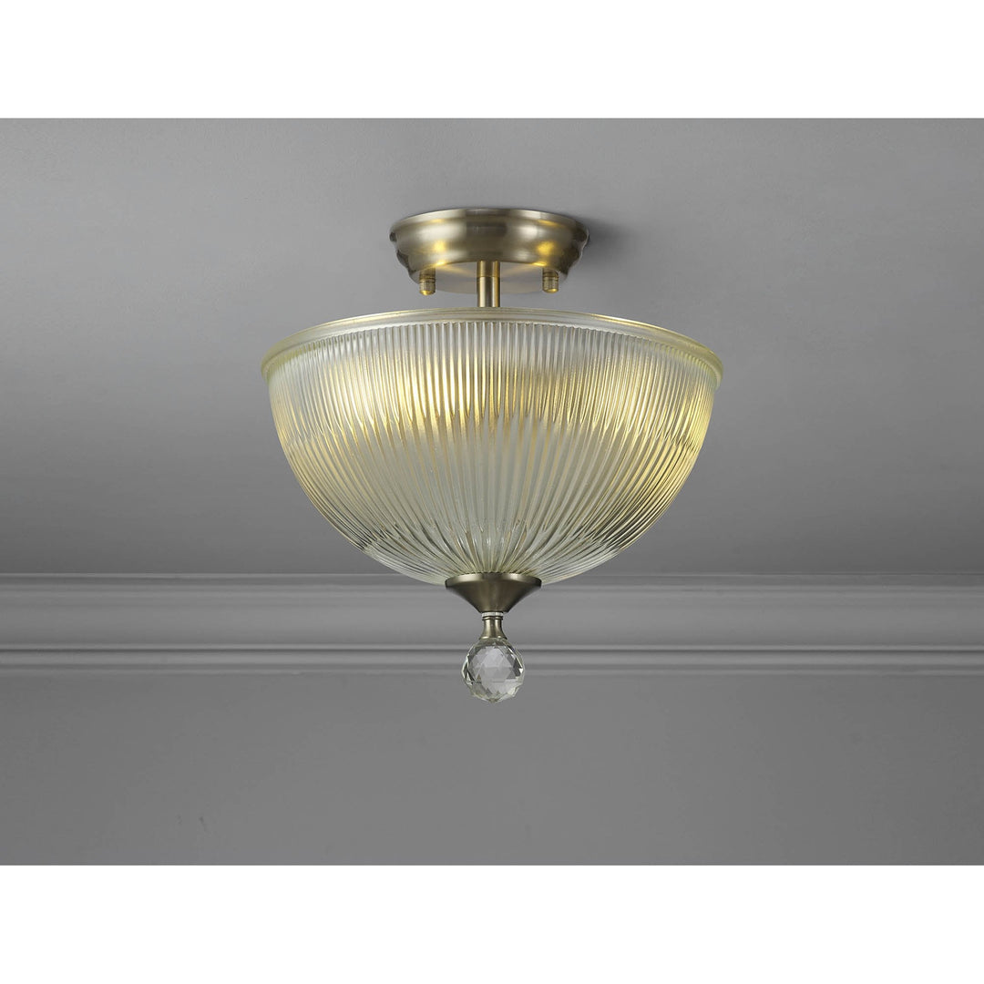 Nelson Lighting NLK16449 Tabion 2 Light Ceiling Light Satin Nickel Clear