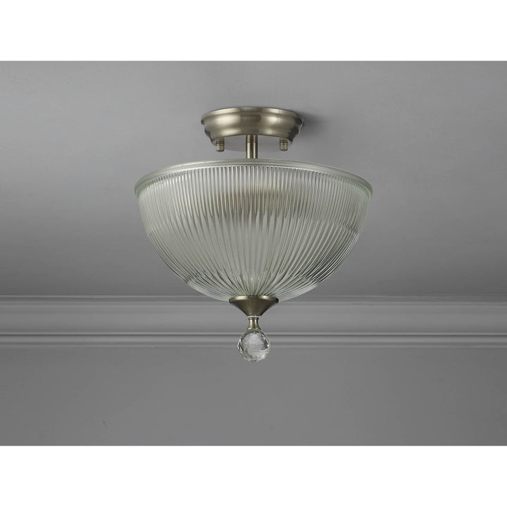 Nelson Lighting NLK16449 Tabion 2 Light Ceiling Light Satin Nickel Clear