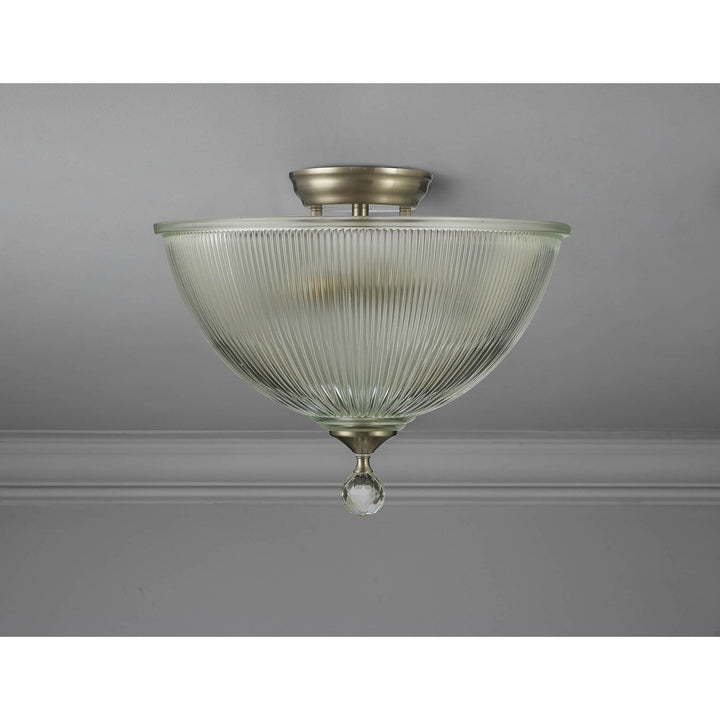 Nelson Lighting NLK16459 Tabion 2 Light Ceiling Light Satin Nickel Clear