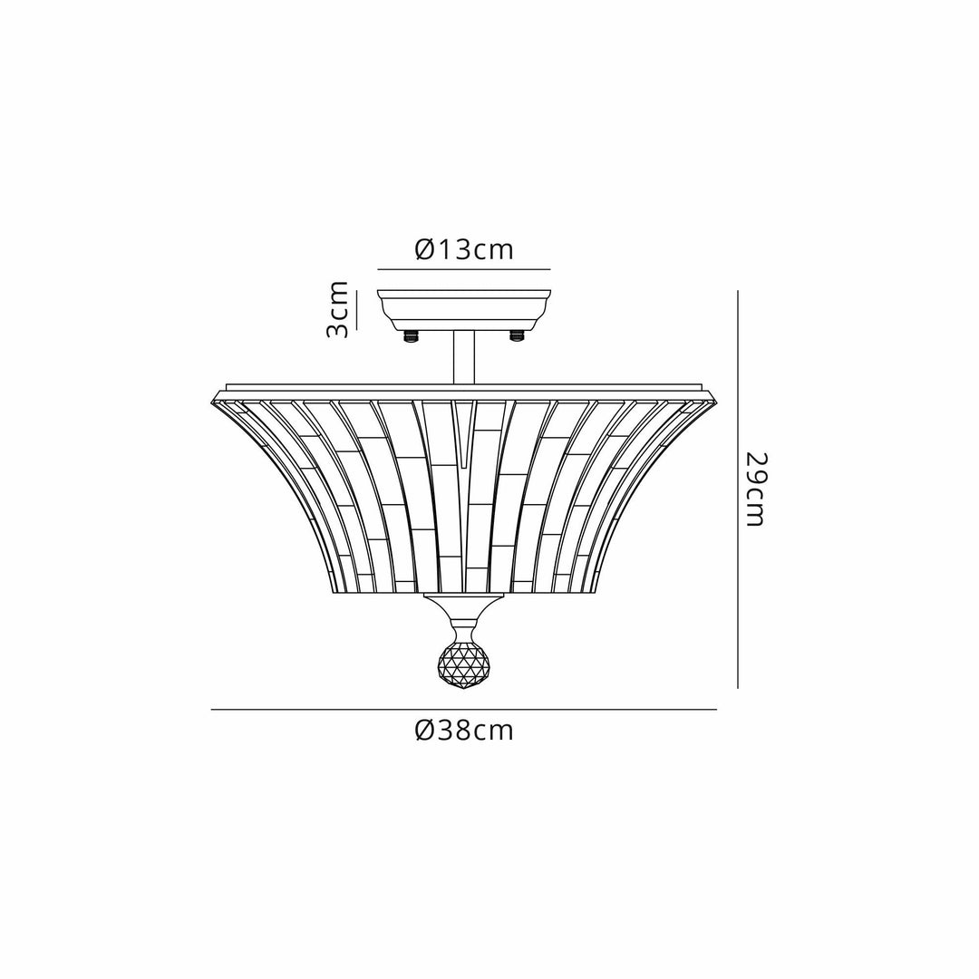 Nelson Lighting NLK16479 Tabion 2 Light Ceiling Light Satin Nickel Clear