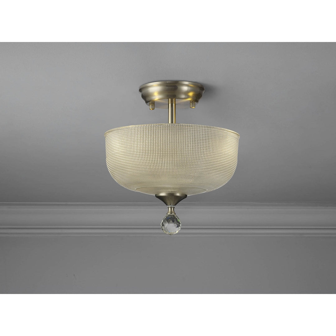 Nelson Lighting NLK16489 Tabion 2 Light Ceiling Light Satin Nickel Clear