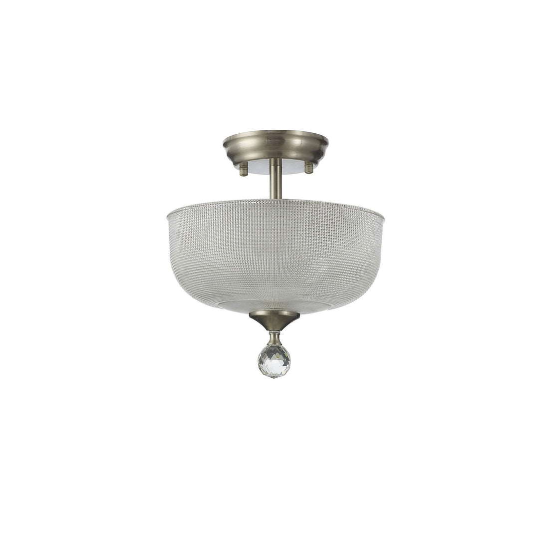 Nelson Lighting NLK16489 Tabion 2 Light Ceiling Light Satin Nickel Clear