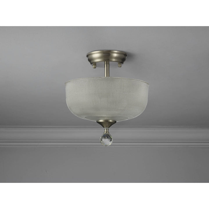 Nelson Lighting NLK16489 Tabion 2 Light Ceiling Light Satin Nickel Clear