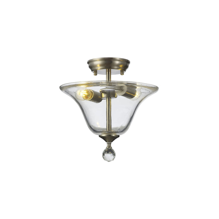 Nelson Lighting NLK16499 Tabion 2 Light Ceiling Light Satin Nickel Clear