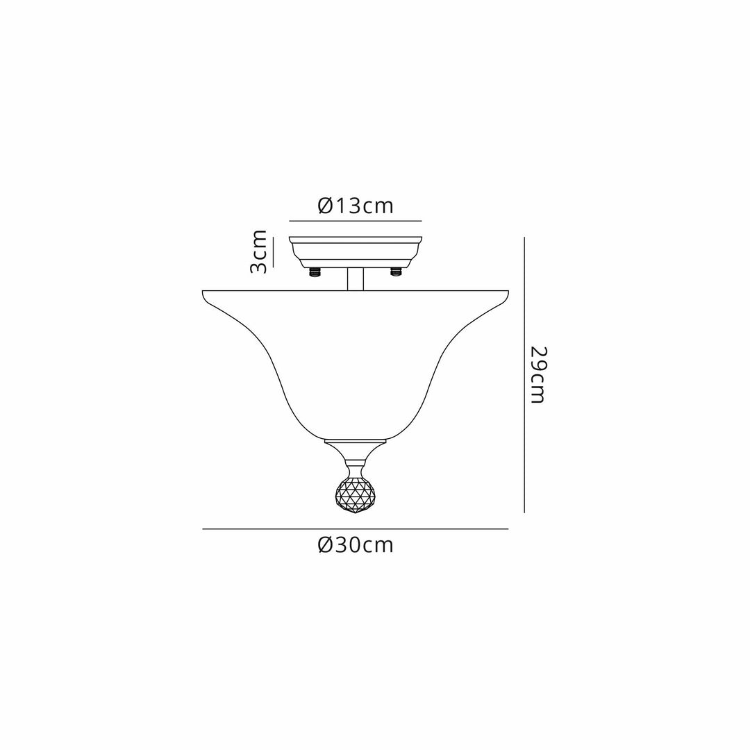 Nelson Lighting NLK16499 Tabion 2 Light Ceiling Light Satin Nickel Clear