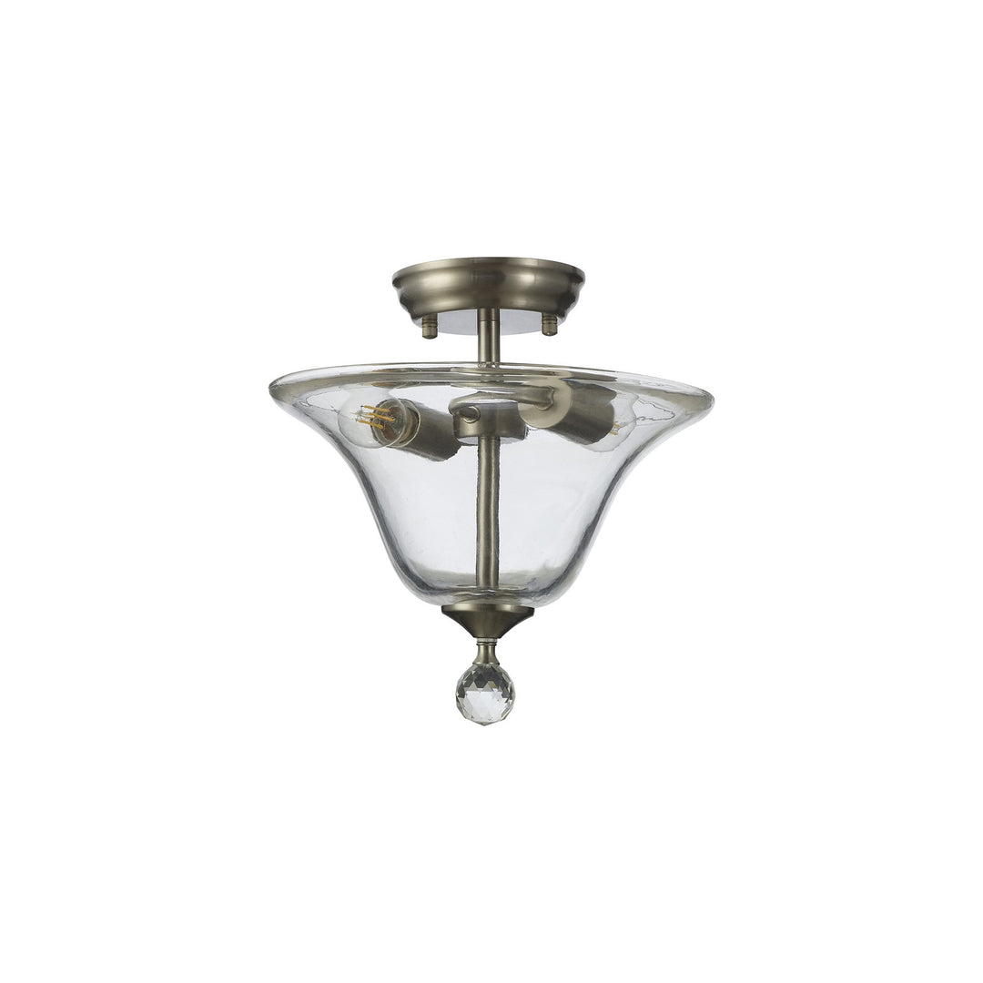 Nelson Lighting NLK16499 Tabion 2 Light Ceiling Light Satin Nickel Clear