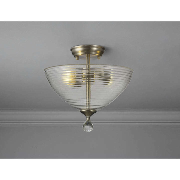 Nelson Lighting NLK16509 Tabion 2 Light Ceiling Light Satin Nickel Clear