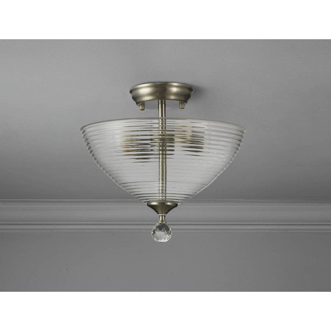 Nelson Lighting NLK16509 Tabion 2 Light Ceiling Light Satin Nickel Clear