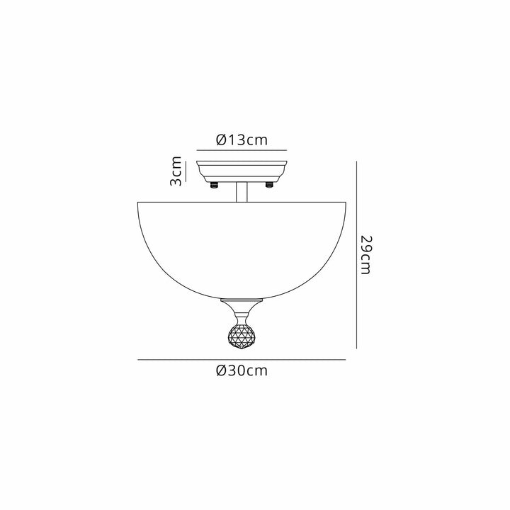 Nelson Lighting NLK16519 Tabion 2 Light Ceiling Light Satin Nickel Clear