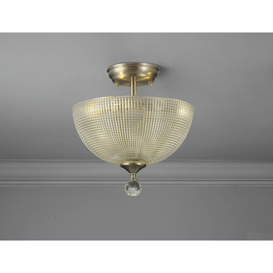 Nelson Lighting NLK16519 Tabion 2 Light Ceiling Light Satin Nickel Clear