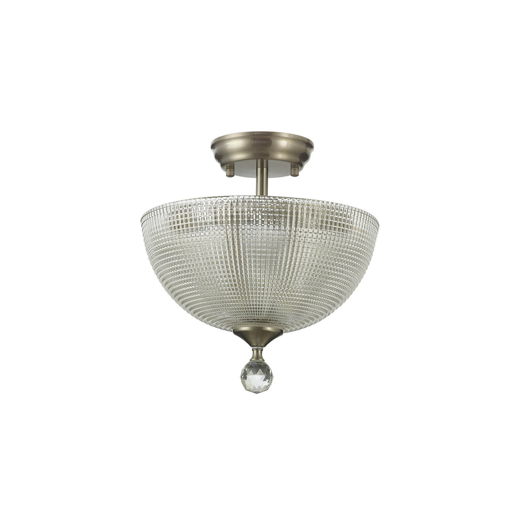 Nelson Lighting NLK16519 Tabion 2 Light Ceiling Light Satin Nickel Clear