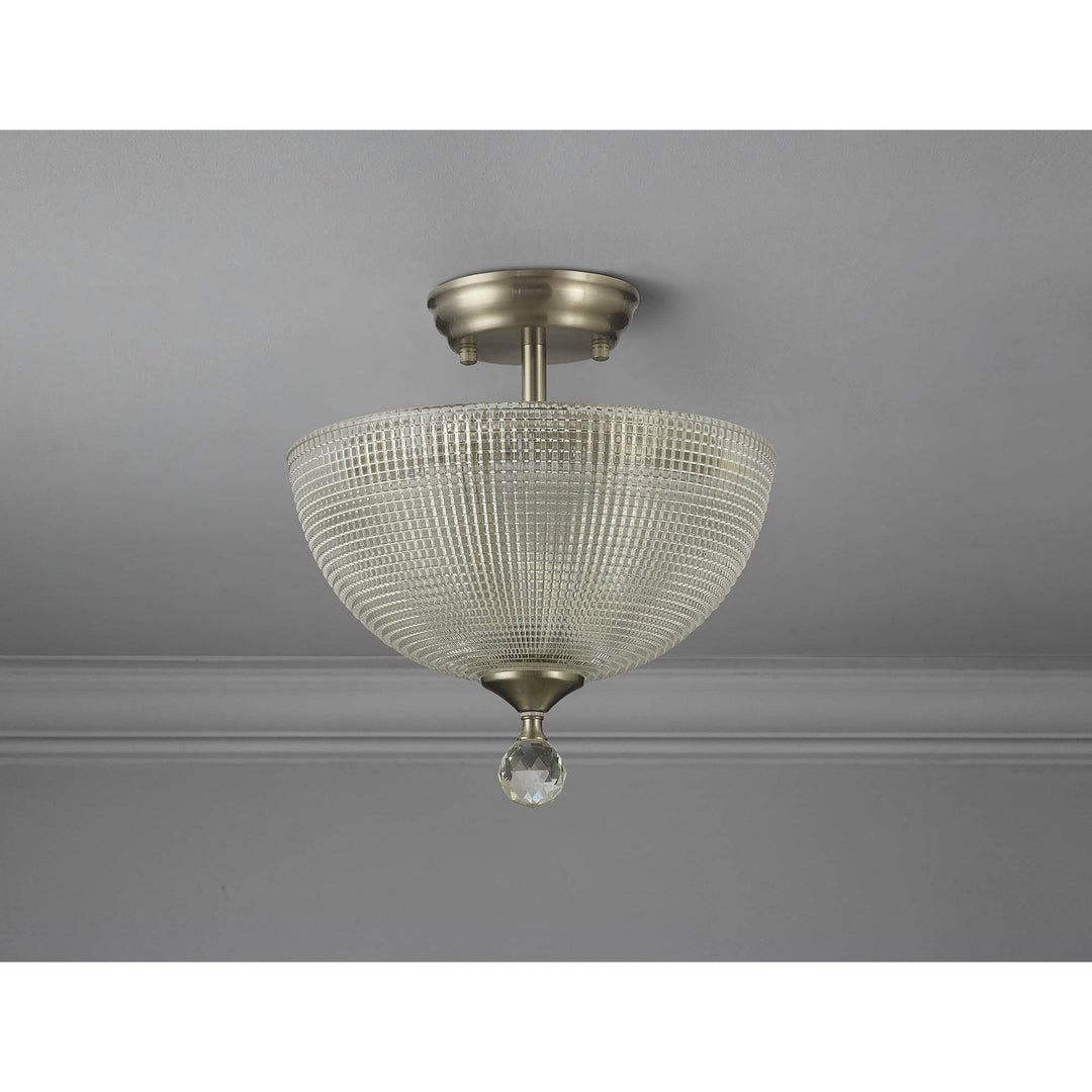 Nelson Lighting NLK16519 Tabion 2 Light Ceiling Light Satin Nickel Clear