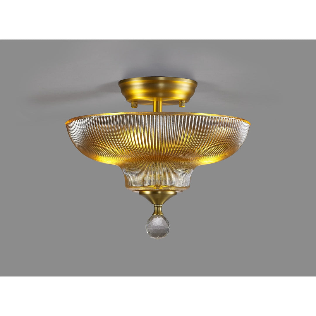 Nelson Lighting NLK16529 Tabion 2 Light Ceiling Light Satin Gold Amber