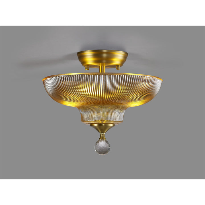 Nelson Lighting NLK16529 Tabion 2 Light Ceiling Light Satin Gold Amber