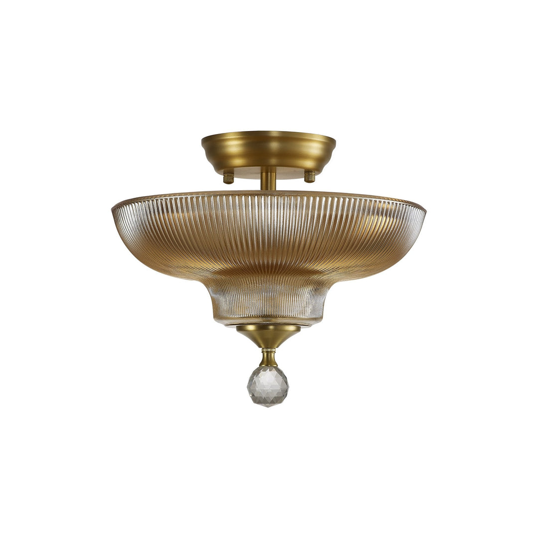 Nelson Lighting NLK16529 Tabion 2 Light Ceiling Light Satin Gold Amber