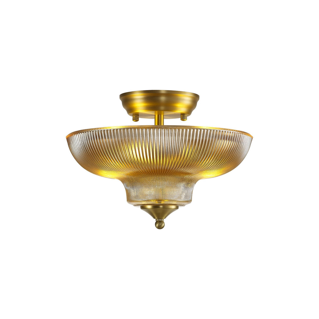 Nelson Lighting NLK16529 Tabion 2 Light Ceiling Light Satin Gold Amber