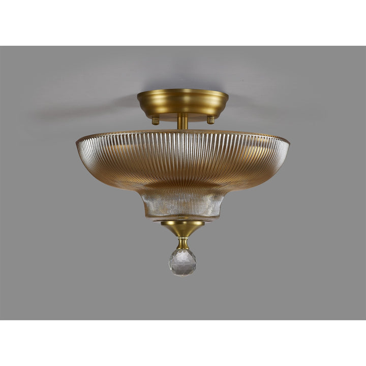 Nelson Lighting NLK16529 Tabion 2 Light Ceiling Light Satin Gold Amber