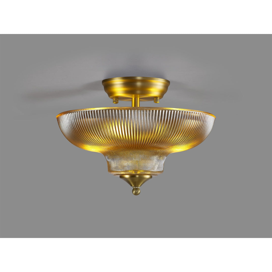 Nelson Lighting NLK16529 Tabion 2 Light Ceiling Light Satin Gold Amber