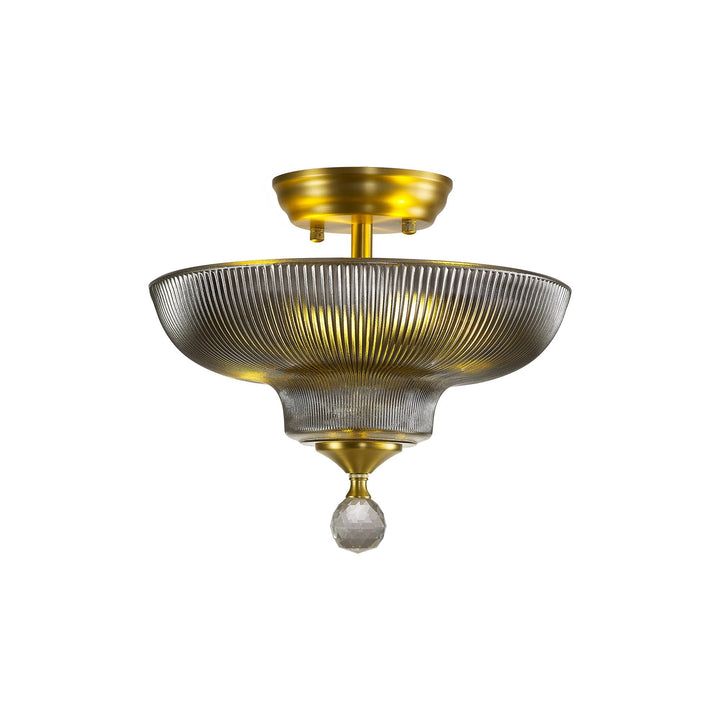 Nelson Lighting NLK16539 Tabion 2 Light Ceiling Light Satin Gold Smoked