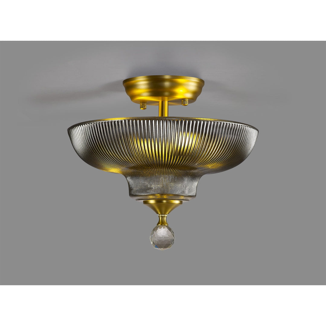 Nelson Lighting NLK16539 Tabion 2 Light Ceiling Light Satin Gold Smoked