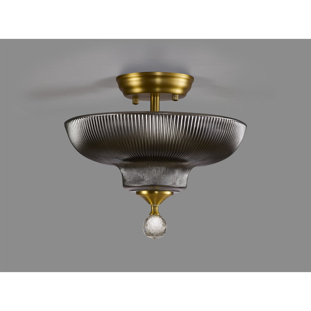 Nelson Lighting NLK16539 Tabion 2 Light Ceiling Light Satin Gold Smoked