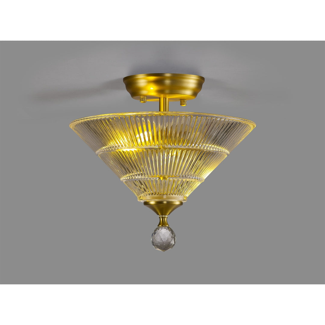 Nelson Lighting NLK16549 Tabion 2 Light Ceiling Light Satin Gold Clear