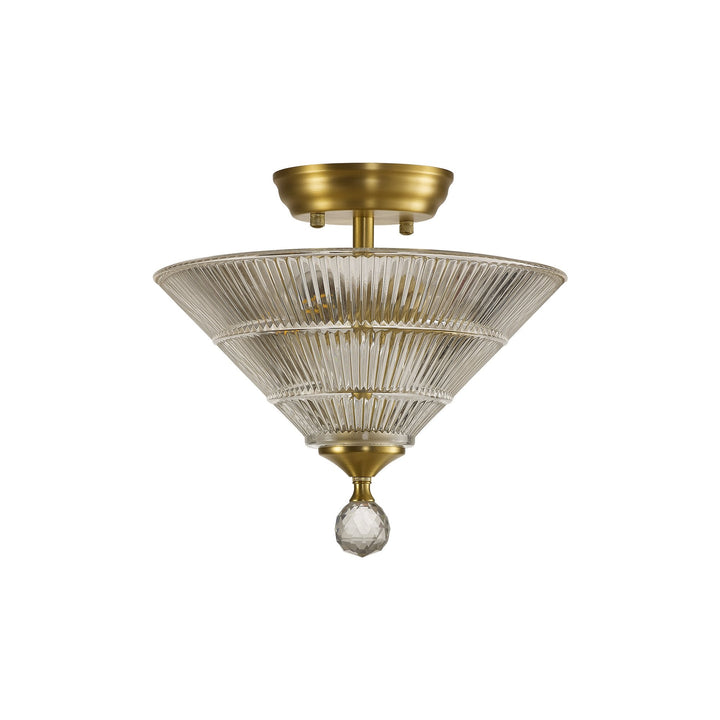 Nelson Lighting NLK16549 Tabion 2 Light Ceiling Light Satin Gold Clear