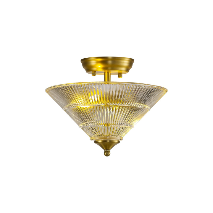 Nelson Lighting NLK16549 Tabion 2 Light Ceiling Light Satin Gold Clear