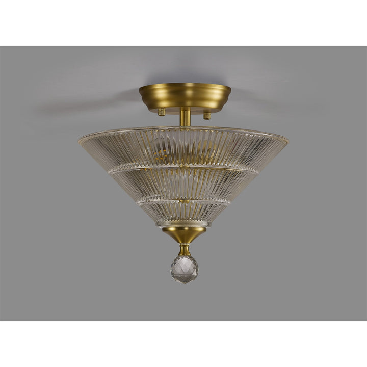 Nelson Lighting NLK16549 Tabion 2 Light Ceiling Light Satin Gold Clear