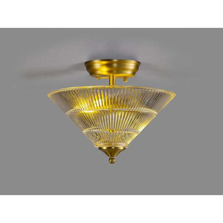 Nelson Lighting NLK16549 Tabion 2 Light Ceiling Light Satin Gold Clear