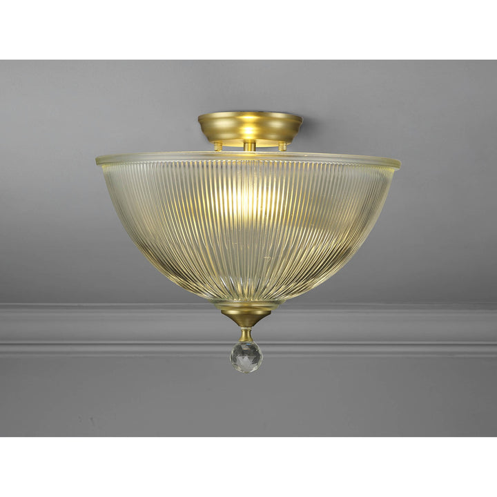 Nelson Lighting NLK16559 Tabion 2 Light Ceiling Light Satin Gold Clear