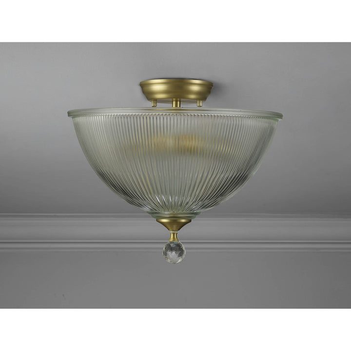 Nelson Lighting NLK16559 Tabion 2 Light Ceiling Light Satin Gold Clear